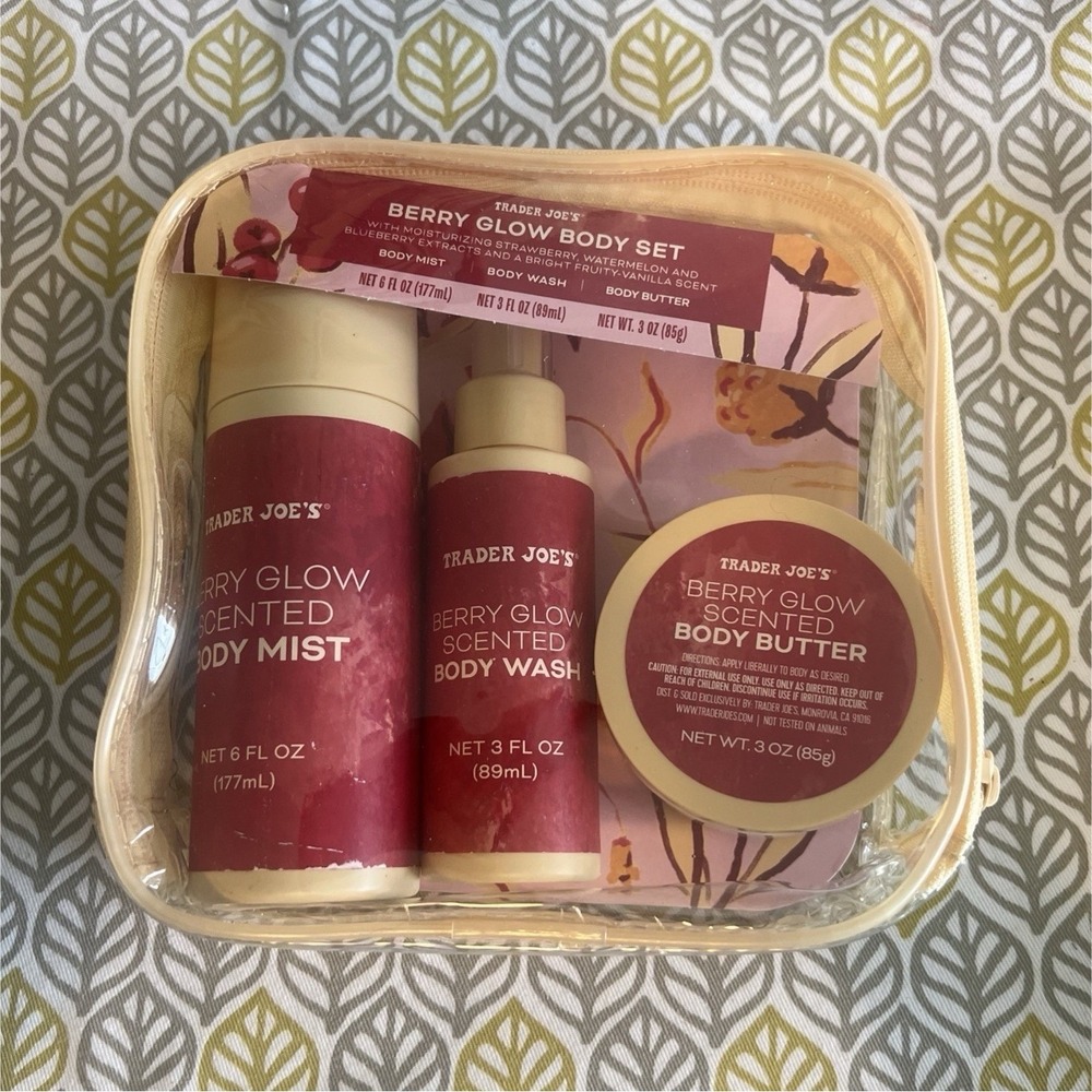 Trader Joe's Berry Glow Travel Size Body‎ Set Mist Wash Butter Not Tested